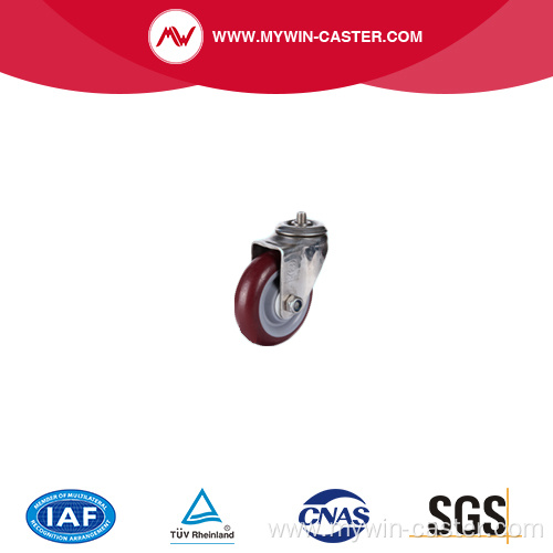 75 mm swivel stainless steel red caster